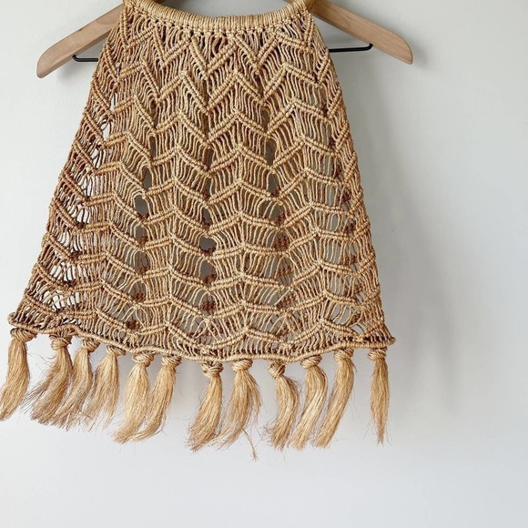 Jute Boho Natural Open Woven Tassel Tote Purse - Picture 2 of 3